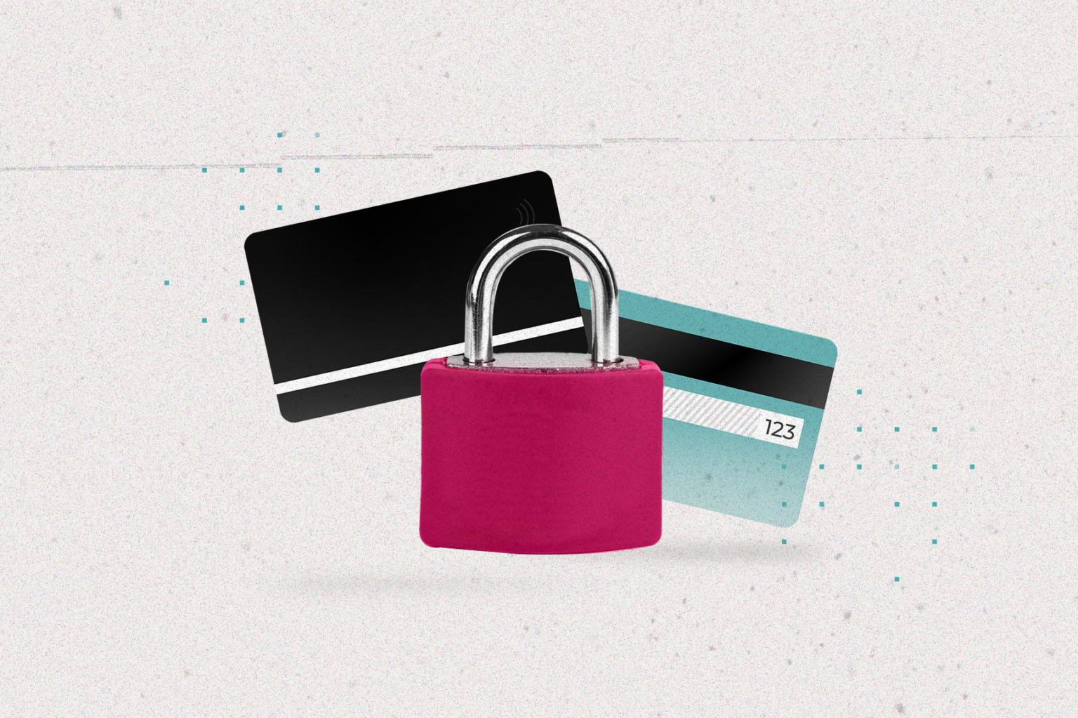 Candado y tarjetas para PCI DSS